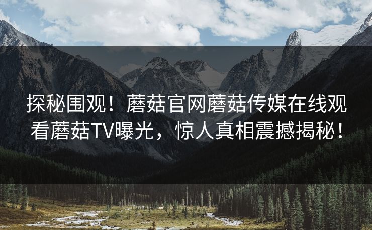 探秘围观！蘑菇官网蘑菇传媒在线观看蘑菇TV曝光，惊人真相震撼揭秘！