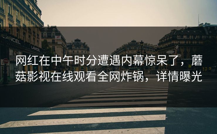 网红在中午时分遭遇内幕惊呆了，蘑菇影视在线观看全网炸锅，详情曝光