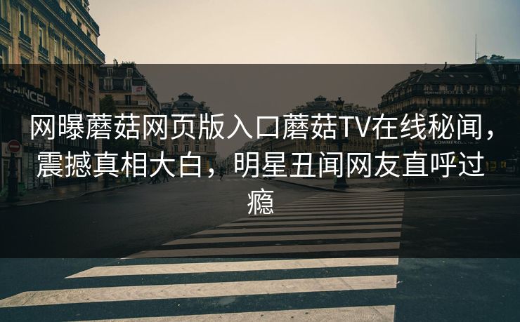 网曝蘑菇网页版入口蘑菇TV在线秘闻，震撼真相大白，明星丑闻网友直呼过瘾