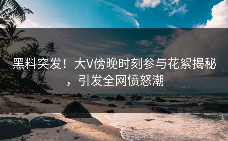 黑料突发！大V傍晚时刻参与花絮揭秘，引发全网愤怒潮