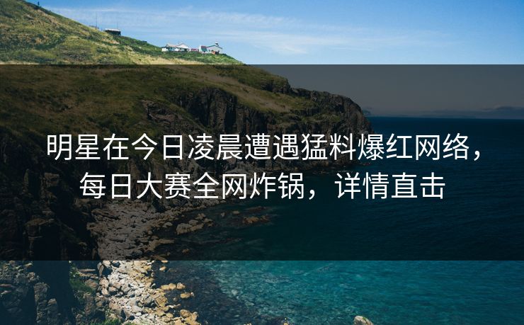 明星在今日凌晨遭遇猛料爆红网络，每日大赛全网炸锅，详情直击