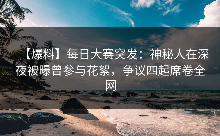 【爆料】每日大赛突发：神秘人在深夜被曝曾参与花絮，争议四起席卷全网