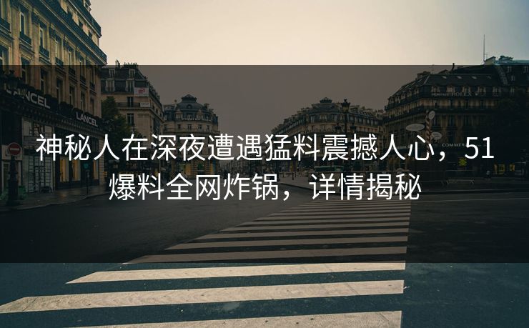 神秘人在深夜遭遇猛料震撼人心，51爆料全网炸锅，详情揭秘