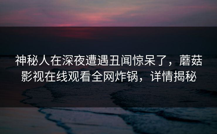 神秘人在深夜遭遇丑闻惊呆了，蘑菇影视在线观看全网炸锅，详情揭秘