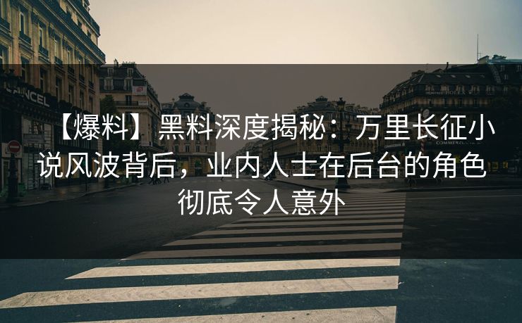 【爆料】黑料深度揭秘：万里长征小说风波背后，业内人士在后台的角色彻底令人意外