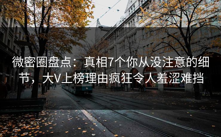 微密圈盘点：真相7个你从没注意的细节，大V上榜理由疯狂令人羞涩难挡